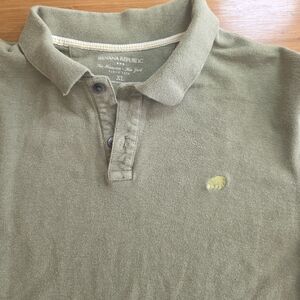 VTG Banana Republic Mens Short Sleeve Polo Shirts PAIR - sage green and taupe XL
